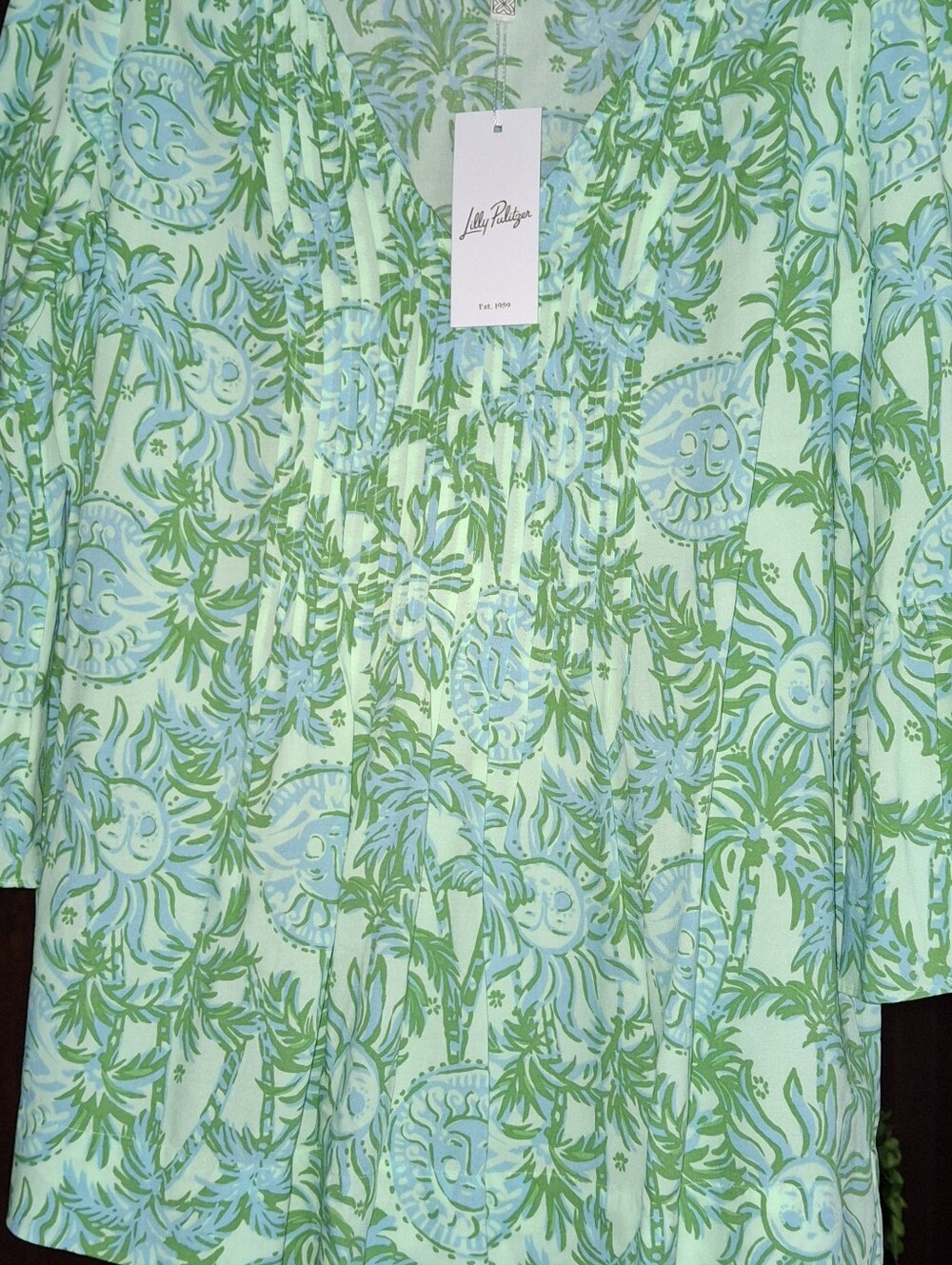 Lilly Pulitzer Danika Tunic Top In Cool Mint Catchin Rays - Picture 4 of 12